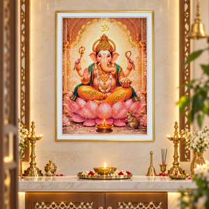 Ganesh God Crystal Wall Art - 60x80 cm framed