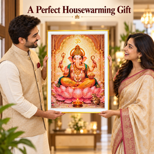 Ganesh God Crystal Wall Art - 60x80 cm framed