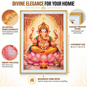 Ganesh God Crystal Wall Art - 60x80 cm framed