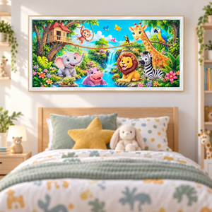 Jungle Crystal Wall Art - Framed 70x140 cm Framed