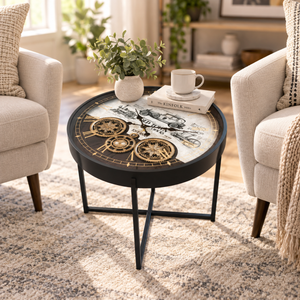 Round Coffee table with clock