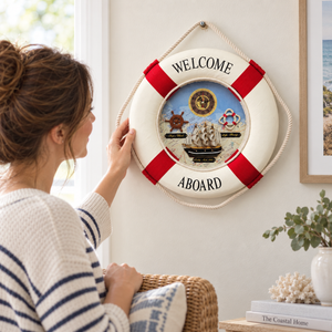 Lifebuoy Wall Clock, 14" Silent Non Ticking, Nautical Living Room Decor - Accent Collection