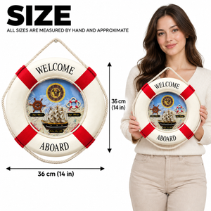 Lifebuoy Wall Clock, 14" Silent Non Ticking, Nautical Living Room Decor - Accent Collection