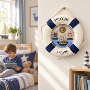 High Quality Lifebuoy Silent Wall Clock, 14" Nautical Home Decor - Accent Collection