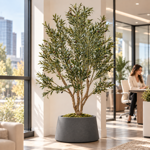 Large Nearly Natural 200 cm Artificial Olive Tree with Black Olives, Realistic Faux Plant for Indoor Outdoor Home and Patio Decor - Accent Collection
