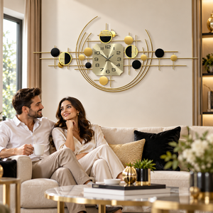 40" Large Metal Wall Clock with Silent Movement, Gold Accents, Decorative Modern Home Office Wall Art-Sona Casa