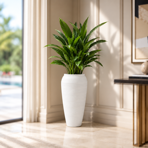 Tall White Tapered Modern Planter Pot for Indoor and Outdoor Home Decor