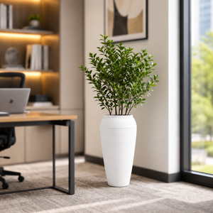 Tall White Tapered Modern Planter Pot for Indoor and Outdoor Home Decor