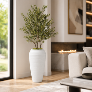 Tall White Tapered Modern Planter Pot for Indoor and Outdoor Home Decor