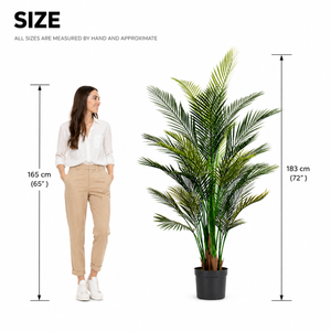 6 ft Artificial Areca Palm Tree with Lifelike Green Leaves, Black Sturdy Base, Realistic Indoor Home & Office Decor-Sona Casa