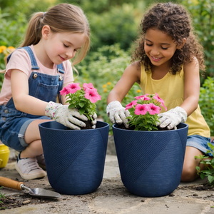 2 blue planter pot sets by Sona Casa