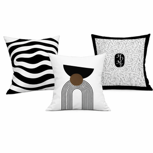 3 Pc Black White Accent Cushion Covers by Sona Casa