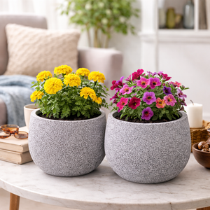 2 Pc Large Gray Planter Pots by Sona Casa