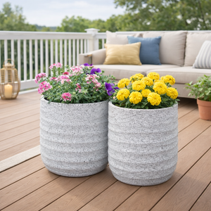 3 Pc Set of White Planter Pots by Sona Casa