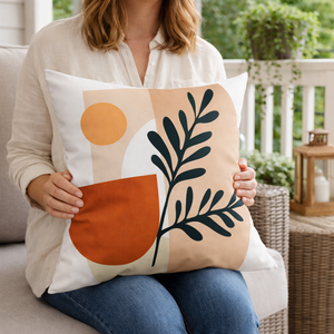 Modern Minimalist Square Cushion Cover, 17 x 17 Inch Farmhouse Bohemian Decorative Pillowcase for Living Room Bedroom by Sona Casa