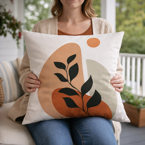 Modern Minimalist Square Pillowcase, 17 x 17 Inch Farmhouse Bohemian Decorative Cushion Cover for Living Room Bedroom by Sona Casa