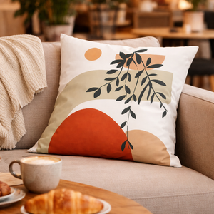 Modern Minimalist Square Cushion Cover, 17 x 17 Inch Bohemian Farmhouse Decorative Pillowcase for Bedroom Living Room by Sona Casa