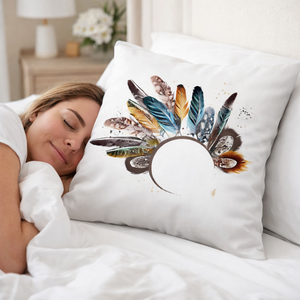 Modern Minimalist Square Cushion Cover, 17 x 17 Inch Feather Design Farmhouse Bohemian Decorative Pillowcase for Living Room Bedroom by Sona Casa