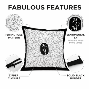 Modern Minimalist Square Cushion Cover, 17 x 17 Inch Contemporary Black & White Decorative Pillowcase for Living Room Bedroom by Sona Casa