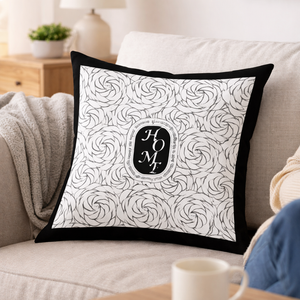 Modern Minimalist Square Cushion Cover, 17 x 17 Inch Contemporary Black & White Decorative Pillowcase for Living Room Bedroom by Sona Casa