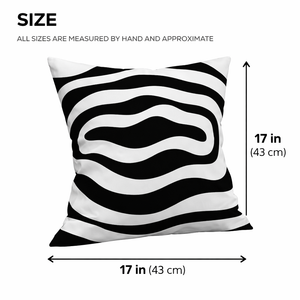 Modern Minimalist Square Cushion Cover, 17 x 17 Inch Black White Contemporary Decorative Pillowcase for Living Room Bedroom by Sona Casa