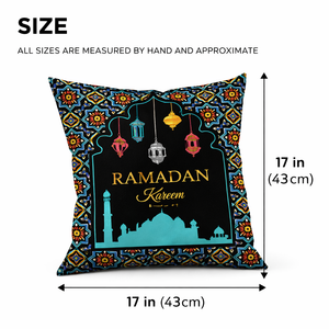 Modern Minimalist Square Cushion Cover, 17 x 17 Inch Ramadan Festive Decorative Pillowcase for Living Room Bedroom by Sona Casa