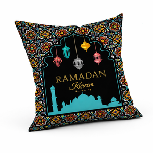 Modern Minimalist Square Cushion Cover, 17 x 17 Inch Ramadan Festive Decorative Pillowcase for Living Room Bedroom by Sona Casa