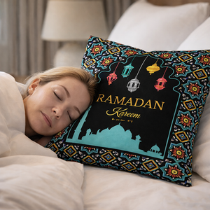 Modern Minimalist Square Cushion Cover, 17 x 17 Inch Ramadan Festive Decorative Pillowcase for Living Room Bedroom by Sona Casa
