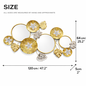 Large Gold Metal Wall Mirror, Wall Art Decor for Living Room, Office, Home, Entryway, Horizontal Vertical by Sona Casa