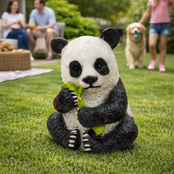 Large Panda Statue, 16" Lawn Ornaments, Indoor Outdoor Garden Patio Decor by Sona Casa