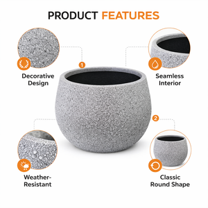 Dark Gray Round Pot for Plants, Planters Indoor Outdoor, Living Room, Garden, Patio Decor by Sona Casa