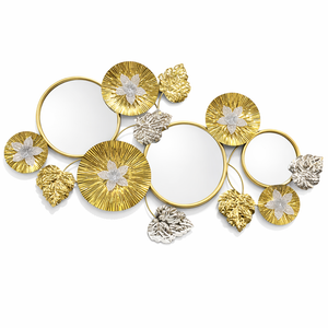 Large Gold Metal Wall Mirror, Wall Art Decor for Living Room, Office, Home, Entryway, Horizontal Vertical by Sona Casa