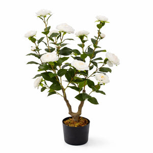 Decorative Artificial Rose Plant, 90 cm High, Indoor Home Office Decor, Zero Maintenance Ornament by Sona Casa