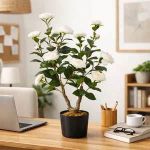 Decorative Artificial Rose Plant, 90 cm High, Indoor Home Office Decor, Zero Maintenance Ornament by Sona Casa