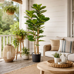 Artificial Fig Tree 150 cm Tall Indoor Home Decor, Realistic Lifelike Faux Plant for Living Room or Office by Sona Casa