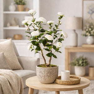 Decorative Artificial Rose Plant, 90 cm High, Indoor Home Office Decor, Zero Maintenance Ornament by Sona Casa