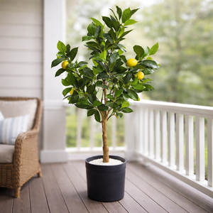 Artificial Citrus Plant 130 cm, Lemon Tree Fake Plant for Indoor Decor, Living Room, Patio Ornament by Sona Casa