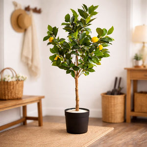 Artificial Citrus Plant 130 cm, Lemon Tree Fake Plant for Indoor Decor, Living Room, Patio Ornament by Sona Casa