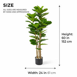 Artificial Fig Tree 150 cm Tall Indoor Home Decor, Realistic Lifelike Faux Plant for Living Room or Office by Sona Casa