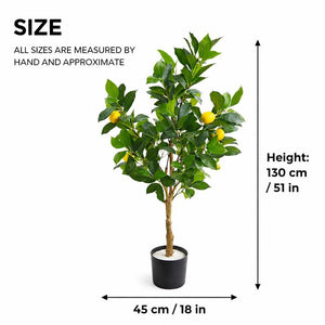 Artificial Citrus Plant 130 cm, Lemon Tree Fake Plant for Indoor Decor, Living Room, Patio Ornament by Sona Casa