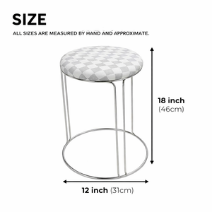 2 Piece Petite Lightweight White Gray Pattern Stool with Silver Frame, Fabric Seat Compact Living Room Accent Home Decor - Accent Collection