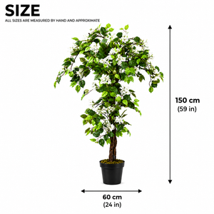 5ft White Artificial Bougainvillea Tree with Green Foliage and Stable Base for Indoor & Outdoor Home Office Decor