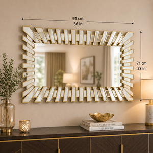 Large Gold Wall Mirror with Sleek Metallic Finish for Elegant Home Decor, 71x91cm by Sona Casa