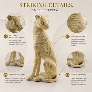 Elegant Leopard Sculpture Decorative Figurine in Matte Finish, Perfect for Modern Home Decor, 19x14x34cm