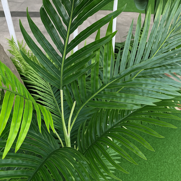 Artificial Areca Palm Tree with Black Sturdy Base, 5 ft Nearly Natural Look & Touch, Lifelike Leaves, Home Office Indoor Decor-Sona Casa