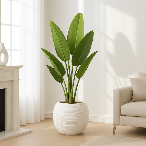 Large Artificial Bird of Paradise, 47" Fake Plant with Cement Base, Indoor Outdoor Living Room, Porch, Patio, Home Decor Gifts-Sona Casa