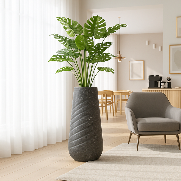 Modern Tall Indoor Self Watering Decorative Plant Pot, 33 in Contemporary Flower Pot Home, Office, Garden Decoration, Gift-Sona Casa