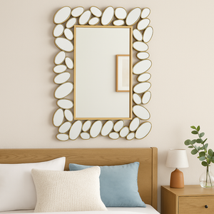 Decorative Wall Mirror with Gold Frame, Lightweight, High Quality Glass, Vertical & Horizontal Mount, Gift-Sona Casa