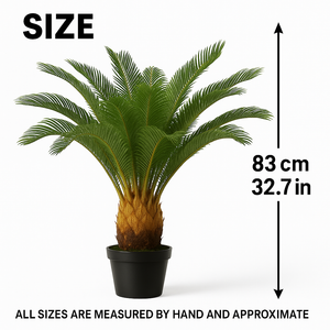 Artificial Sago Palm Plant, Indoor Home Office Decor, Realistic 83 cm Tropical Faux Cycas Plant with Stable Base-Sona Casa