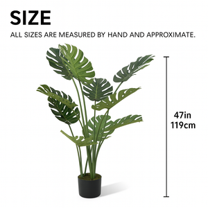 Large Artificial Monstera Plant, 120cm Nealy Natural with Cement Base, Indoor, Patio, Porch, Home Office Decor, Gifts-Sona Casa